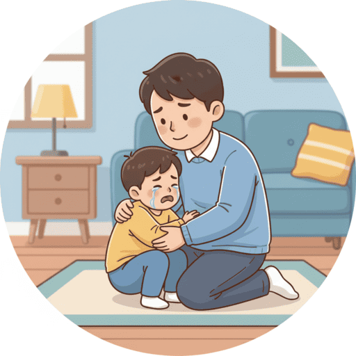 家长帮助幼儿处理情绪的温馨场景