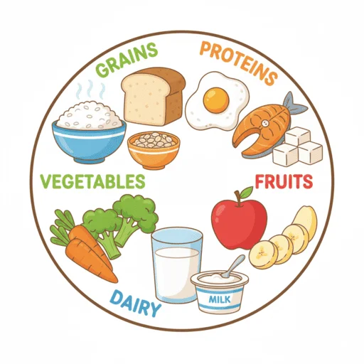 各类营养食物的分类展示