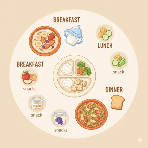 营养均衡的一日三餐展示