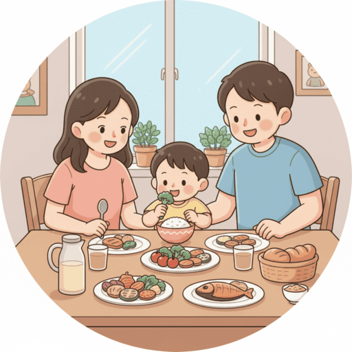 全家一起享用健康餐食的场景