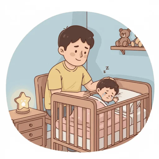 安抚哭闹幼儿入睡的温馨场景