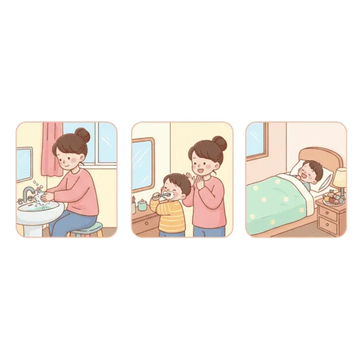 幼儿养成良好生活习惯的场景