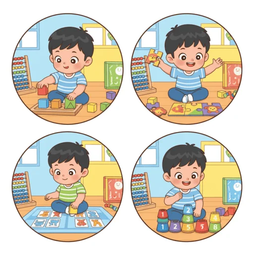 幼儿进行分类配对等认知活动