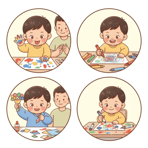 幼儿进行绘画手工等创意活动